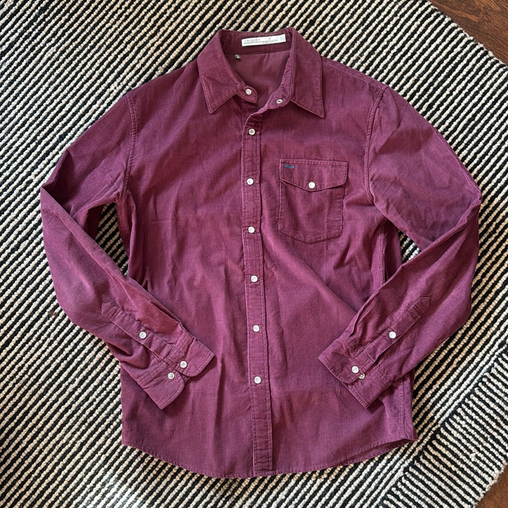 Criquet Corduroy Long Sleeve Button Up, Mens Med
